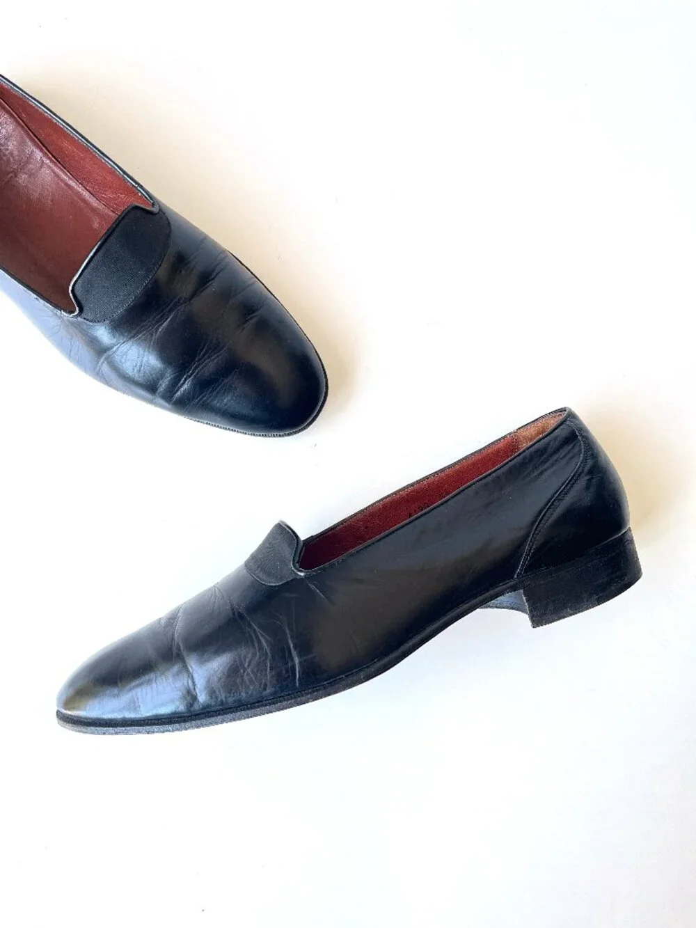 Vintage Men's Neiman Marcus Black Leather Slip On Loafers Dress Shoes Size 8.5